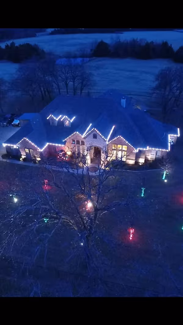 North Texas Christmas Lights Installed Aerial View